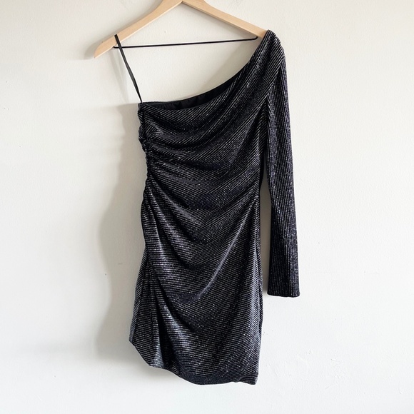 ALLSAINTS Ezra One-Shoulder Dress | Black | Size US 4 - Picture 5 of 16